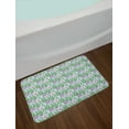 thumbnail image 2 of Floral Bath Mat, Botanical Art Pattern with Purple Iris Green Leaves in Japanese Style, Plush Bathroom Decor Mat with Non Slip Backing, 29.5" X 17.5", Pale Blue Green, by Ambesonne, 2 of 2