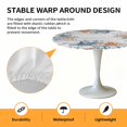 thumbnail image 2 of Elastic Fitted Round Tablecloth, Blue Coastal Waterproof Stretch Table Cover for 36"-44" Tables, Starfish Eucalyptus Leaves Ocean Farmhouse Wooden Washable Outdoor Tablecloths for Patio, Picnic, 2 of 9
