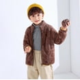 thumbnail image 3 of Vedolay Jackets for Girls Baby Girls Chic Collarless Jackets Long Sleeve Winte Zippered Coat,Brown 8-9 Years, 3 of 5