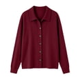 thumbnail image 5 of QIYAGBSA Long Sleeve Shirts for Women Button Down Soft Corduroy Collared Solid Color Casual Fall Winter Layering Tops (Wine, S), 5 of 5