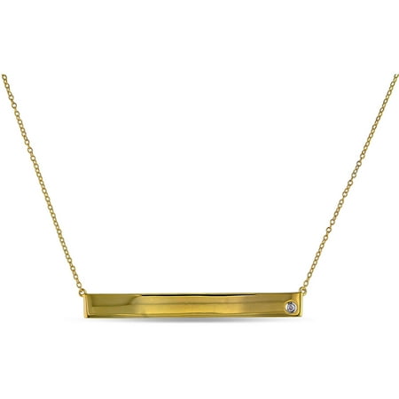 Miabella Diamond-Accent Yellow Rhodium-Plated Sterling Silver Bar Necklace, 18