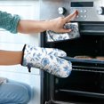 thumbnail image 2 of Blue Pioneer Flower Kitchen Oven Mitt and Pot Holder Sets 2 Pcs for Baking, Cooking and Grilling, Heat Resistant Up To 392 °F, 2 of 7