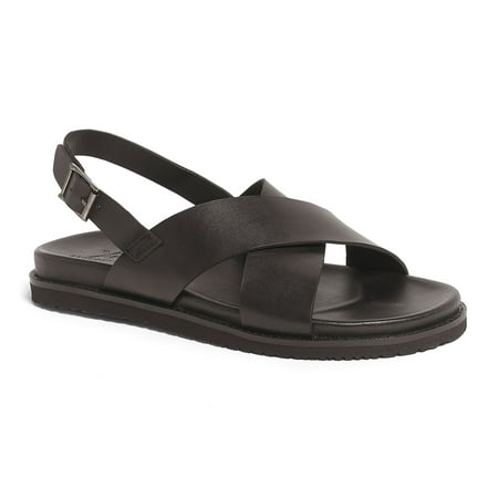 

Anthony Veer Mens Cancun Cross Strap Comfort Leather Sandal (Black 9 D)