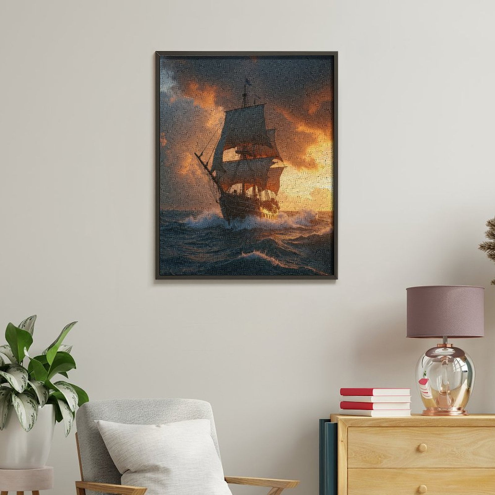 Paint by Numbers Kit for Adults, Sunset Voyage Tall Ship Ocean Waves Paint by Numbers, Easy Paint by Numbers Kit for Adults Beginner, DIY Adult Paint by Number Kits on Canvas, Home Decor