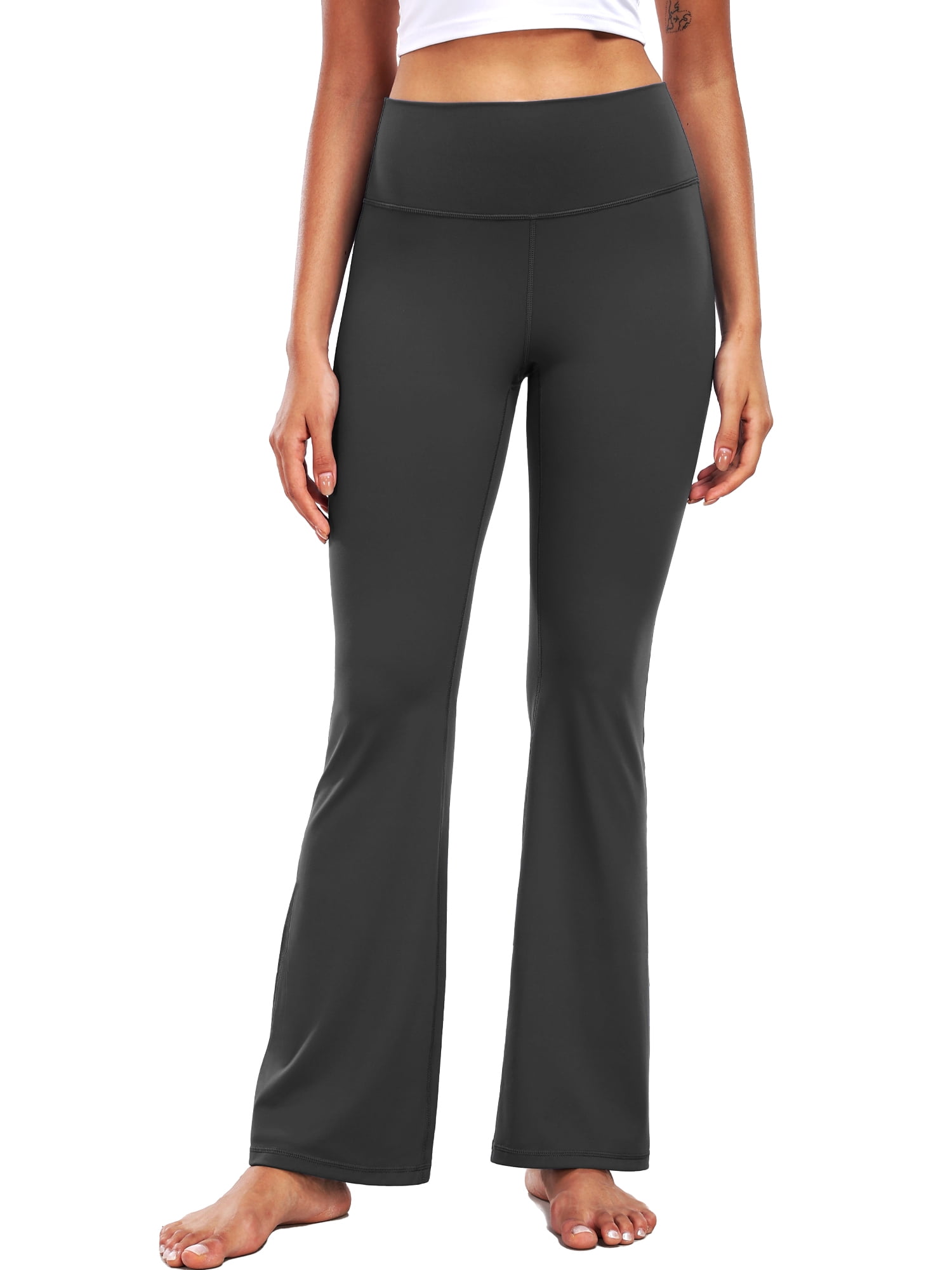 NELEUS ButterSoftFlex Womens Plus Size Flare Leggings Athletic Yoga Workout Pants Bootcut High Waist with Waistband Pocket,Gray,US Size 2XL