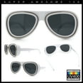 thumbnail image 2 of Retro Dimensional Metal Socket Rim Tear Drop Shape Racer Plastic Sunglasses White - Black, 2 of 7
