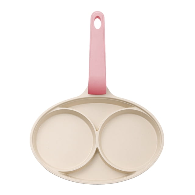 Mini Olla para Tortilla Coreana Olla para Desayuno Doble Orificio Olla Antiadherente Color Piedra Médica Sartén Plana Gruesa Olla para Hamburguesa Blanca (rosa) (mango Rosa)
