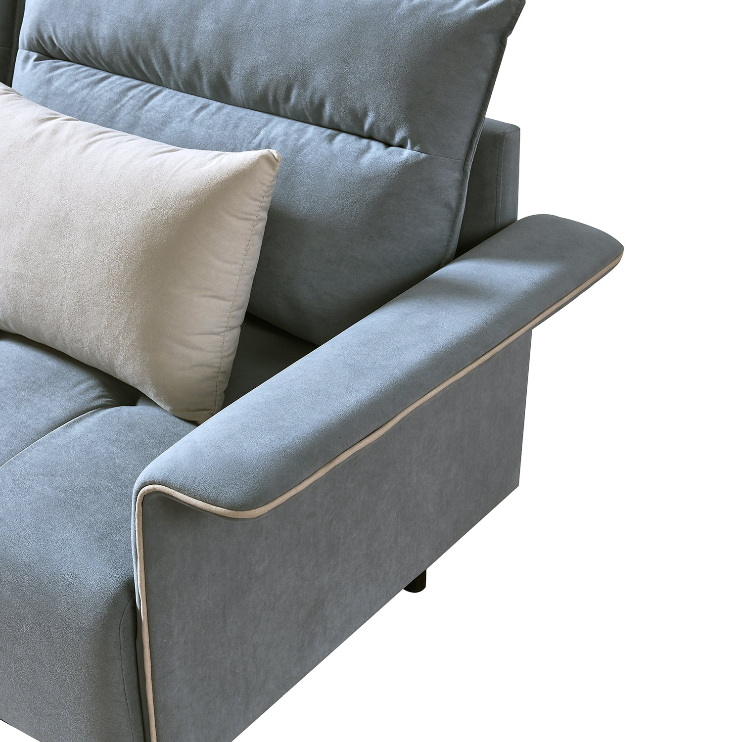 Kadyn U-Shaped Sectional Sofa with 2 Removeable Ottoman and 4 Pillows, Suede Free Combination Sectional Couch, Modern Suede Sofa Set for Living Room, Light Grey