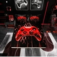 thumbnail image 2 of Erosebridal Neon Red Gamepad Bed Sheets Set Twin Size, Gradient Lines Bedding Sets Twin Size, Gamer Room Decorative 3 Pieces, 2 of 7