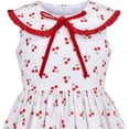 thumbnail image 3 of Sunny Fashion Girls Dress Vintage Velvet Bow Tie Round Collar Cherry Cotton Sleeveless 8 Years, 3 of 5