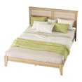 thumbnail image 5 of Mirightone Queen Size Bed Frame with Headboard, Rubber Wood Platform Bed Frame, Farmhouse Queen Beds with Slats Support, No Box Spring Needed, Oak White, 5 of 9