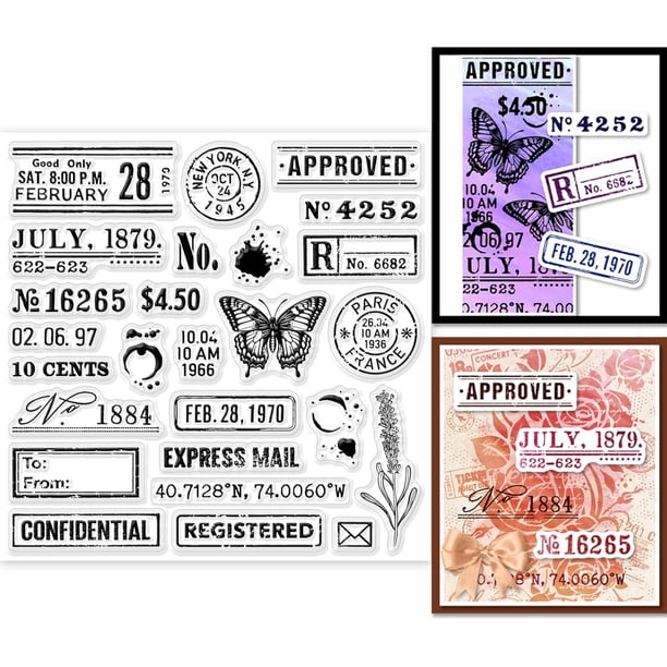 Sellos transparentes retro de sellos postales para scrapbooking DIY, sellos de silicona transparentes de correo aéreo vintage de 15x15 cm.
