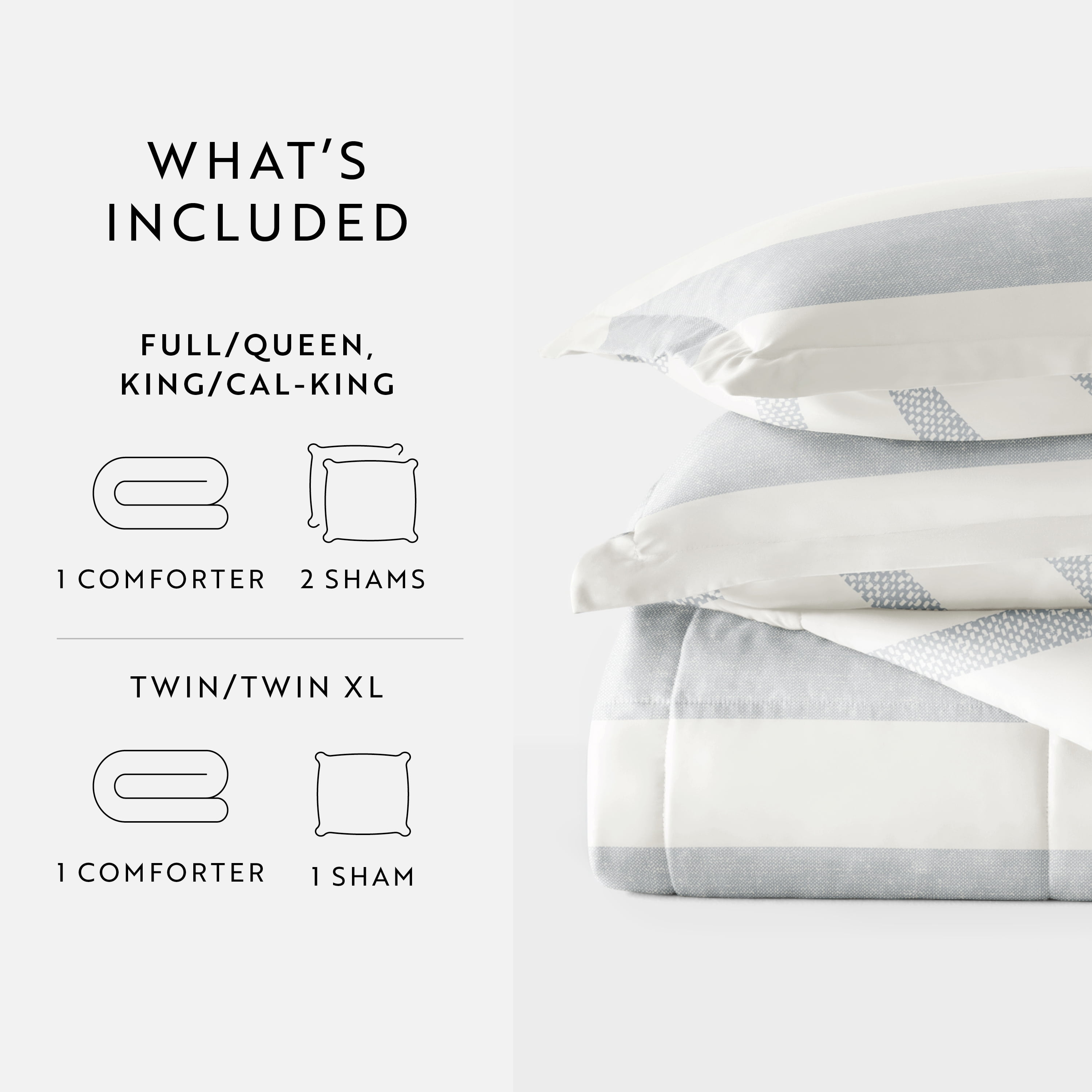All Season Ultra Soft Comforter Set Lightweight Bedding in Distressed Stripe for King/Cal King by Comfort Canopy