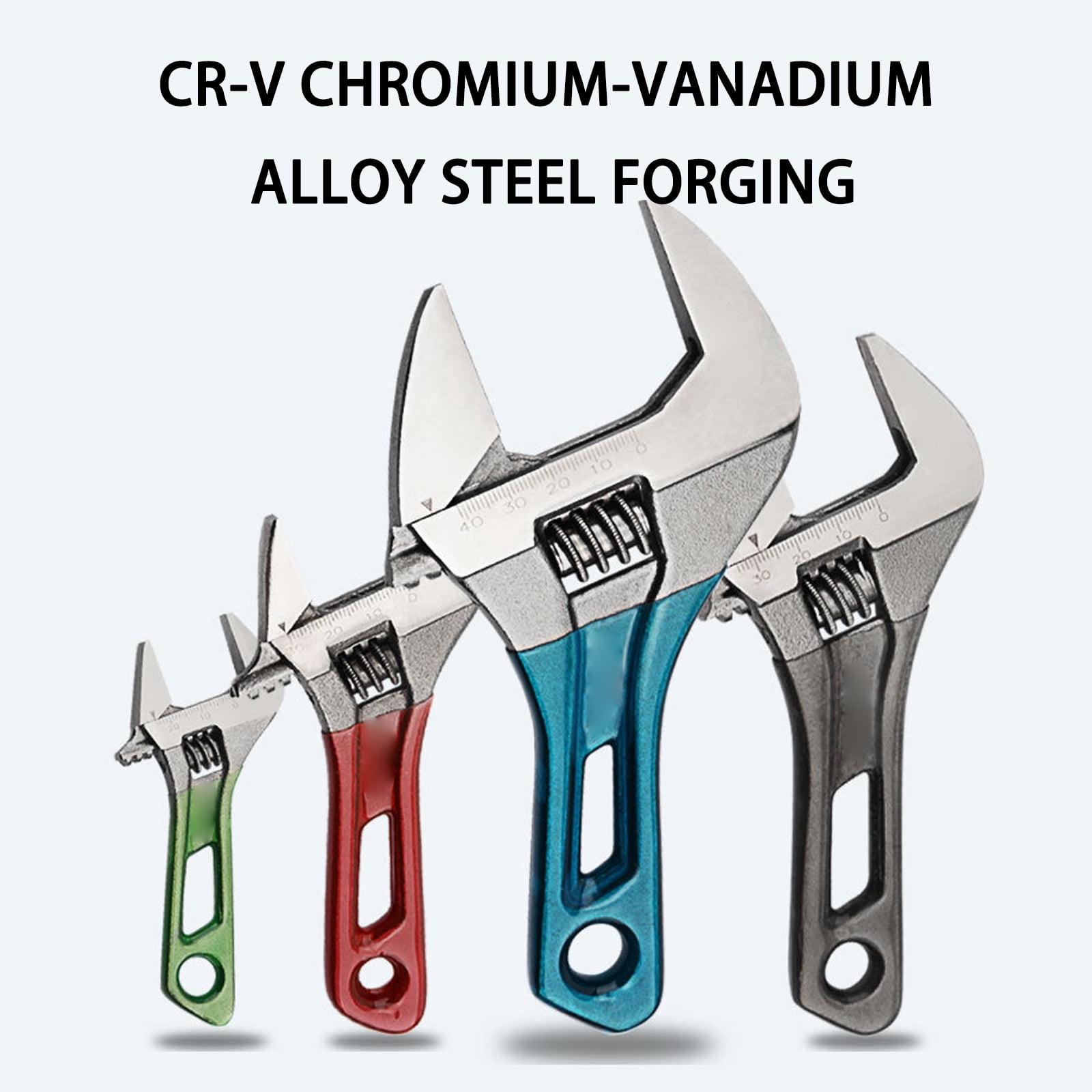 Compact Adjustable Wrench with Wide Jaw - Carbon Steel Ergonomic Grip for Plumbing Mechanical Maintenance