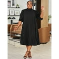 thumbnail image 4 of Cocoan Beauty Pleated loose round-neck short-sleeved plus-size long dress., 4 of 9