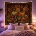 thumbnail image 2 of Pumpkins and Gourds on Autumn Fabric, Cozy Rustic Style for Farmhouse Decor Lovers, Harvest Wall Art, Thanksgiving Hostess Gift, Tapestry Wall Hanging for Kitchen and Entryway, 2 of 7