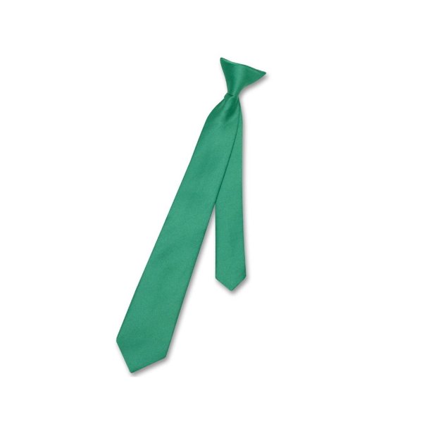 Vesuvio Napoli Boy's CLIPON NeckTie Solid EMERALD GREEN Color Youth