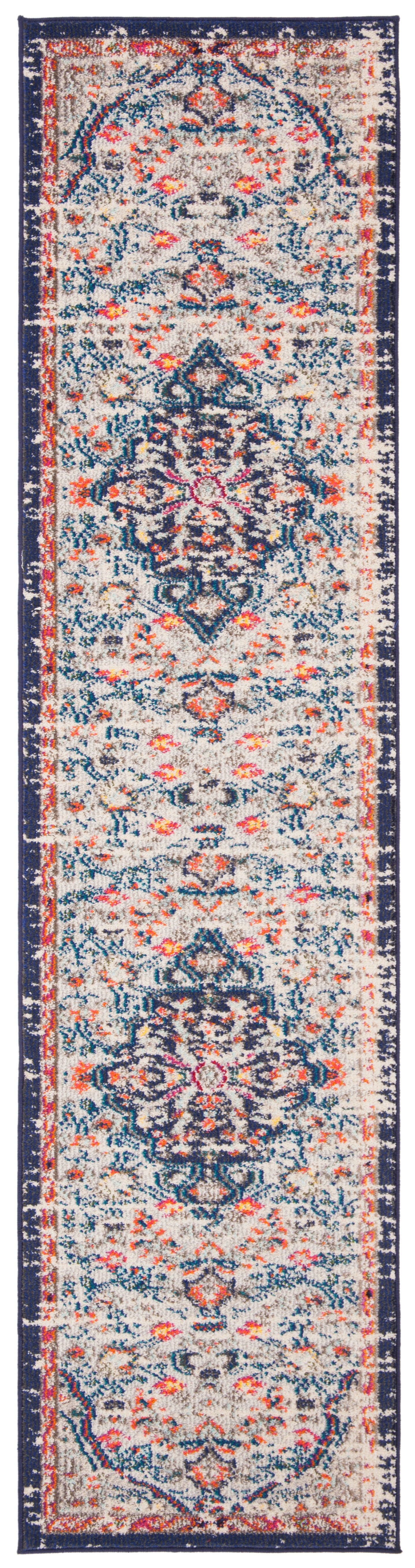 SAFAVIEH Madison Joandra Vintage Floral Runner Rug, Beige/Black, 2'2" x 16'