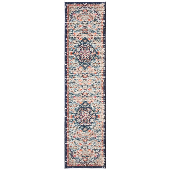 SAFAVIEH Madison Joandra Vintage Floral Runner Rug, Beige/Black, 2'2" x 10'