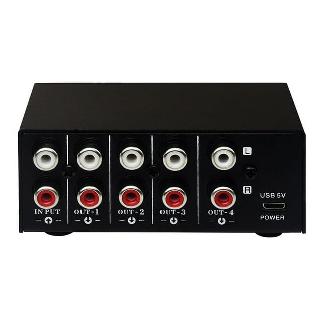 Divisor de Fuente de SeñAl EstéReo 1 en 4 Salidas Dispositivo de DistribucióN de SeñAl de Frecuencia de Audio Interfaz RCA de Salida Sin Consumo