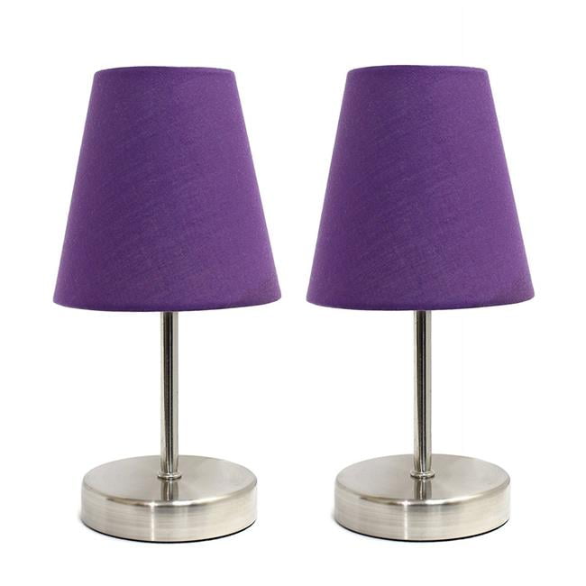 Basic Table Lamp with Purple Shade Purple, Sand Nickel Pack of 2