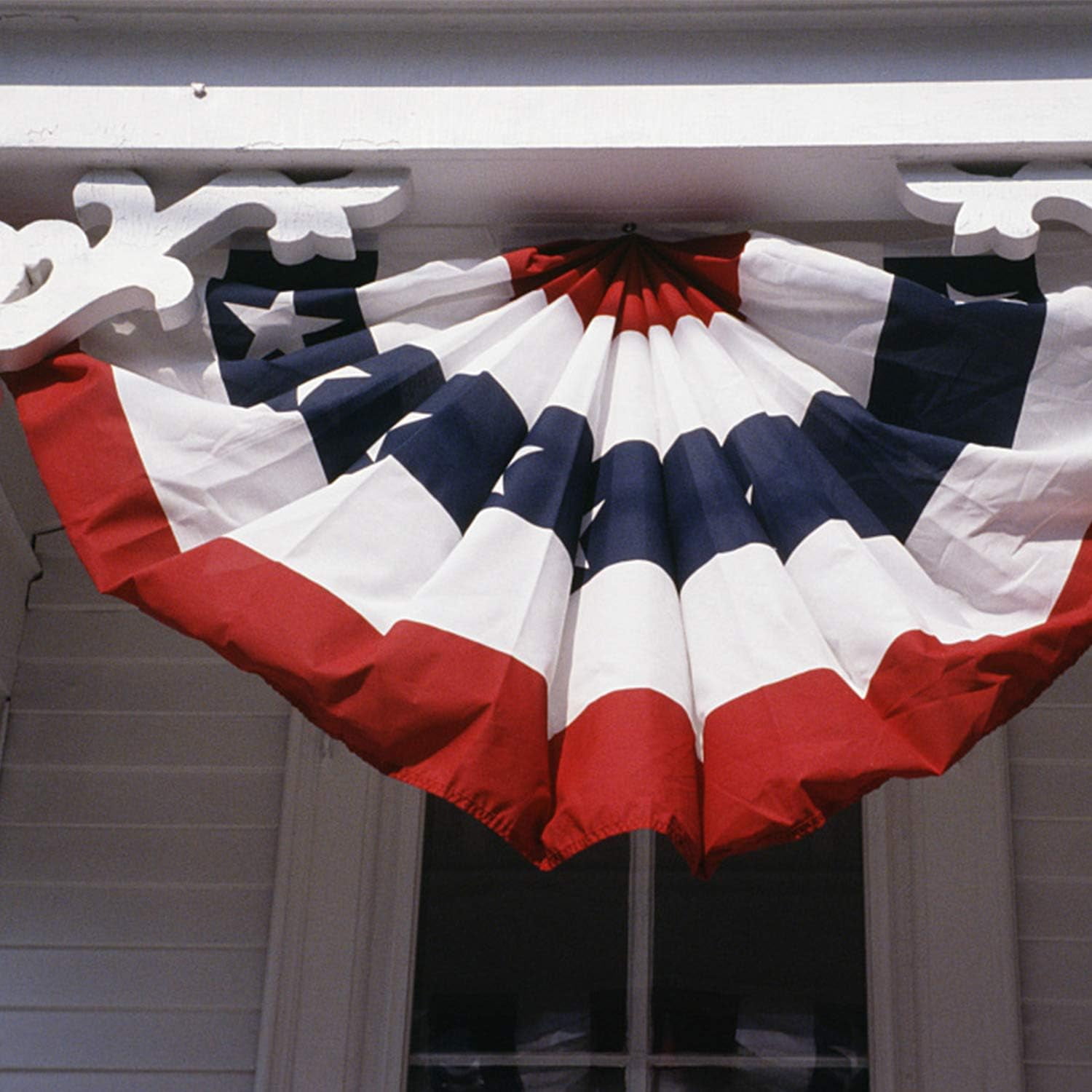 6Pcs USA Pleated Fan Flag Half Fan Banner American Bunting Decoration Memorial Day, Independence Day Memorial Day and Labour Day -18inchx35inch