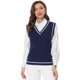 thumbnail image 1 of INSPIRE CHIC Suéter con cuello en V para mujer, sin mangas, sin mangas, tejido de punto, chaleco de punto de cable Azul S, 1 of 5