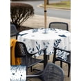 thumbnail image 5 of Outdoor Tablecloth with Umbrella Hole for Patio/Picnic/Party/Camping, Blue Spring Botanical Waterproof Table Cloth Square Cover Washable, Weeping Eucalyptus Butterfly (60"x 60"), 5 of 8