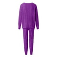 thumbnail image 5 of SELONE Lounge Sets for Women 2 Piece Outfits Dressy Plus Size Ladies Solid Round Neck Cable Knitted Warm 2PC Loungewear Suit Sets 8-Purple S, 5 of 6