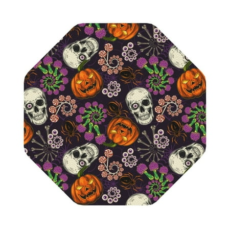 

Cauagu Halloween With Skull for Round Coaster Drink Coasters Set of 4 Leather Bar Beer Beverage Cup Mat for Drinks for Tabletop Protection & Coffee Table Decor
