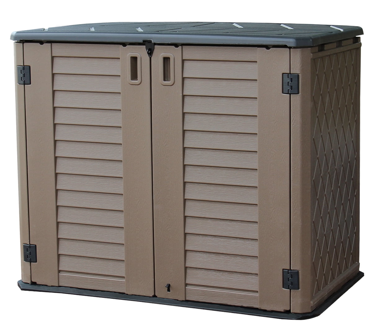 KINYING Small Horizontal Storage Sheds,26 cu.ft Resin Outdoor Storage Shed Weather Resistance