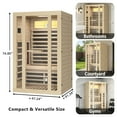 thumbnail image 6 of TEXBM 2-Person Far Infrared Sauna with Red Light Therapy, Canadian Hemlock Wood Home Sauna, Bluetooth Speaker, Color LED Lights, 8mm Tempered Glass Door, 6 of 7