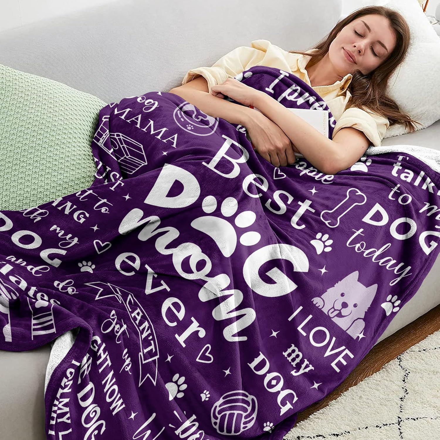 Dog Mom Blanket 50"x60", Dog Mom Gifts for Women, Dog Mom Gift, Birthday Gifts for Dog Moms, Dog Lover Gifts for Women, Christmas Mothers Day Dog Gifts for Dog Lovers, Dog Lover Gift Ideas