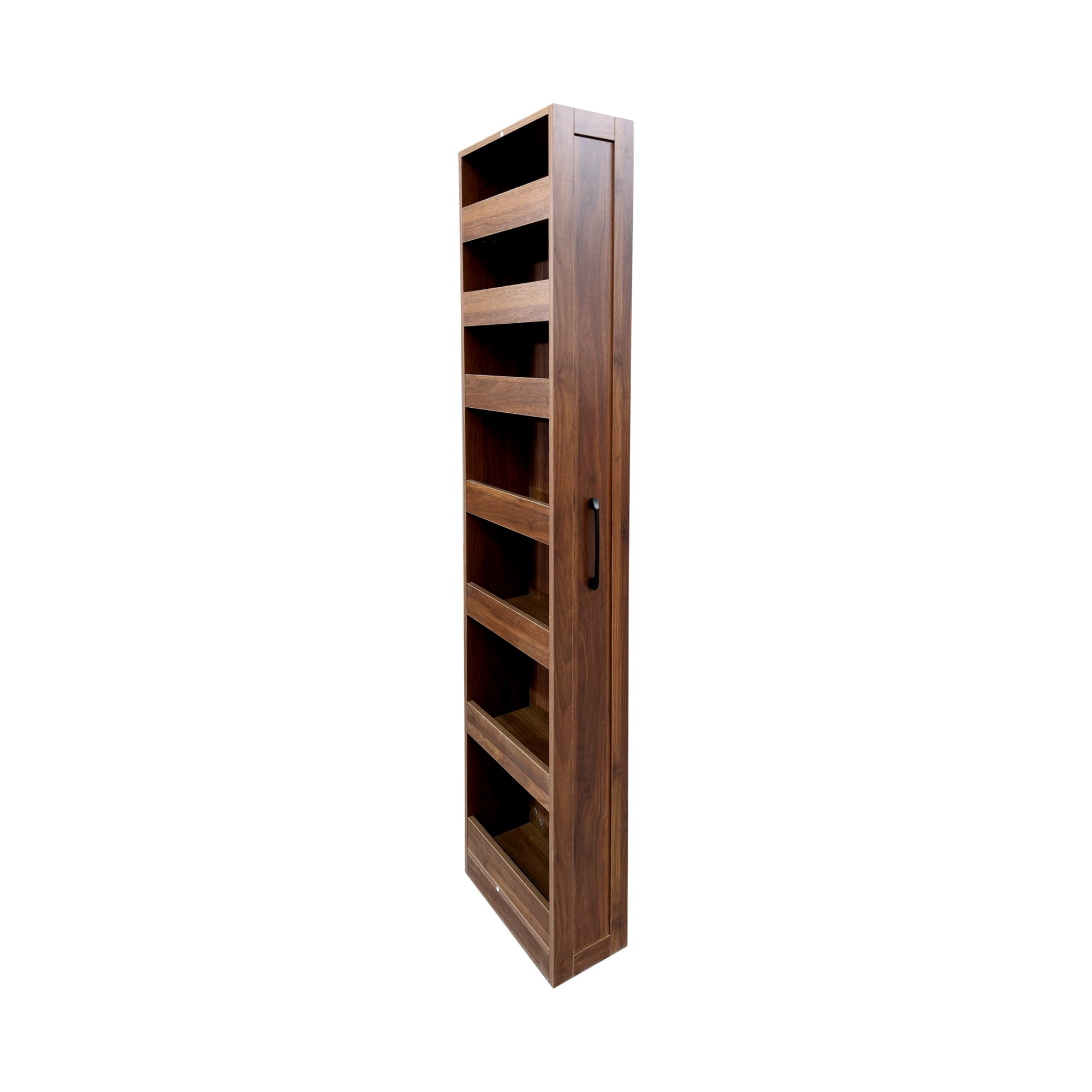 Leumius 7 Tier Multipurpose Pull-out Storage Shelf, Single-sided Open Shelf for Kitchen Living Room and Narrow Spaces Walnut