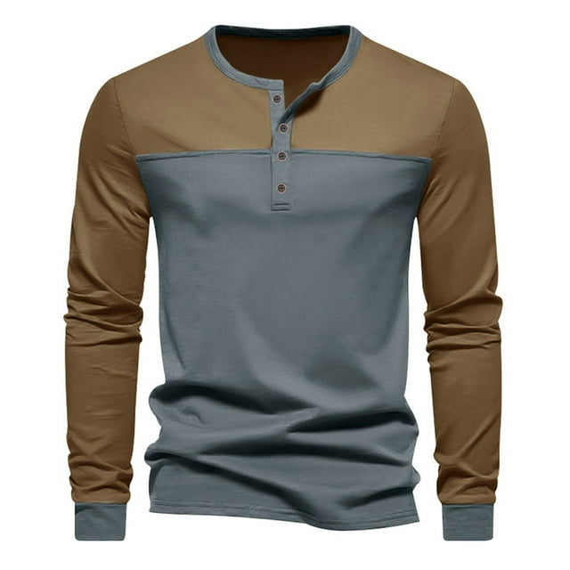Styesk Chemises pour Hommes, Nouveau T-shirt Décontracté à Manches Longues, Col Rond, Bloc de Couleur