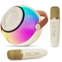 FanFun Mini Karaoke Machine Set, Portable Bluetooth Speaker with 2 Microphones for Adults Kids, Singing Machine Home Karaoke System with RGB Colorful Light, D25W-T