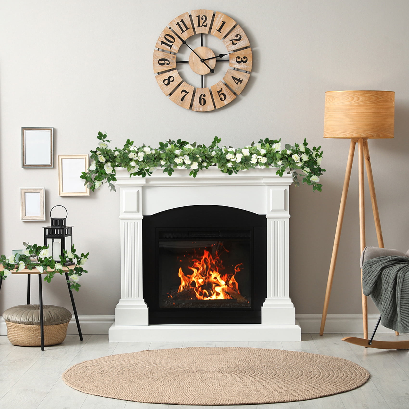 YOLETO Artificial Flowers Garlands - 2 Strand 216cm Long Artificial Flower Vines for Decorations, 16 Flowers per Strand, Faux White Rose Floral Arch for Home, Garden, Weddings, Parties