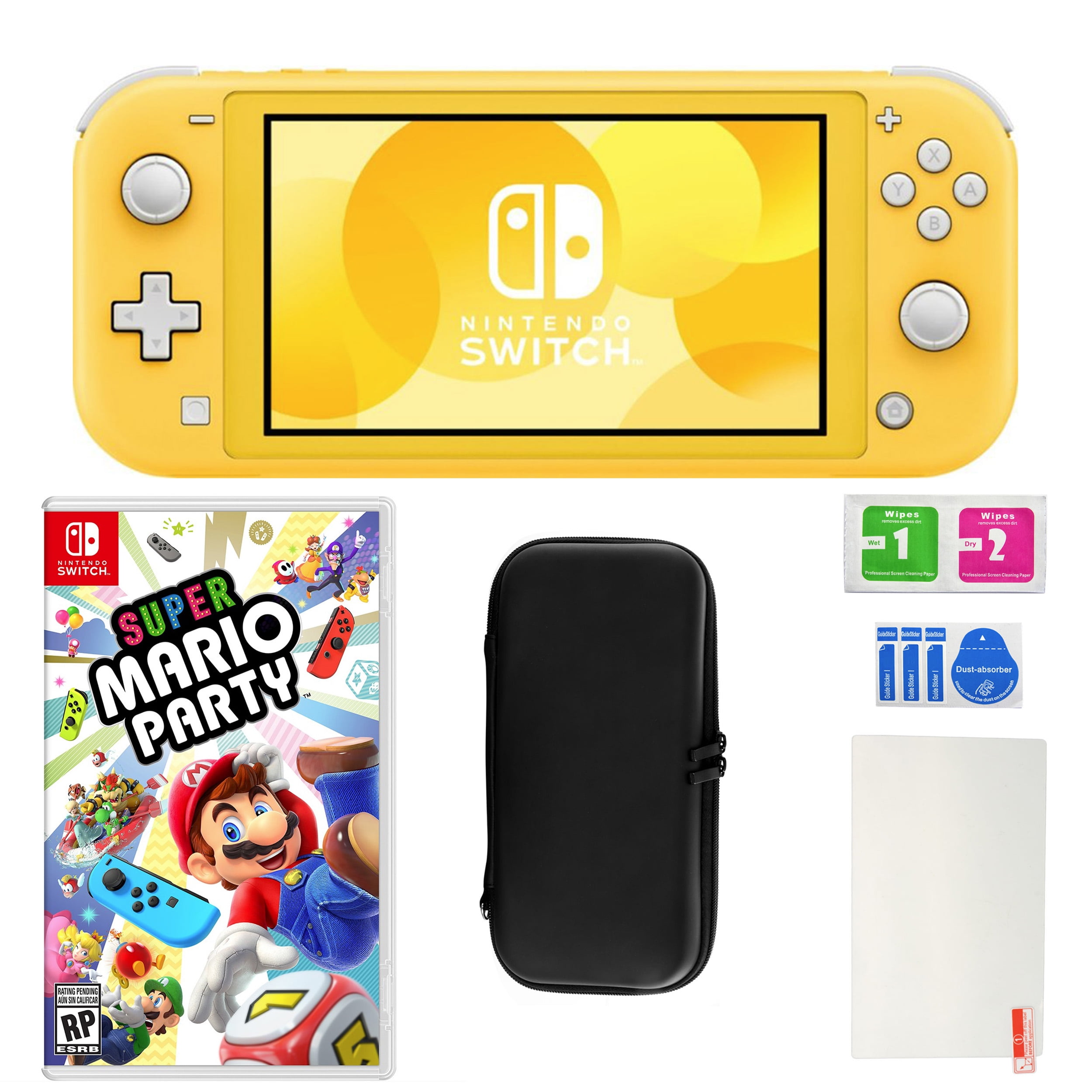 Nintendo Switch Lite in Yellow with Mario Party and Accessories
