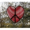 thumbnail image 5 of Pink and White Heart Shaped Peace Sign Handmade Stained Glass Sun Catcher Ornament, 5 of 9