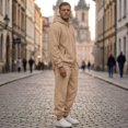 thumbnail image 4 of Dwelliawo Sweat Suits for Men 2 Piece Hoodie and Sweatpants Solid Color Full Zip Sweat Pullover Hoodies Jogging Athletic Pants Set Relaxed Fit Winter Suit with Pockets Khaki M, 4 of 7