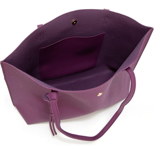 Women Purple PU Leather Anti Theft Shoulder Bags with Tassel Purple Genuine Leather Bag, Cowhide Leather Tassel Purse  main image 4