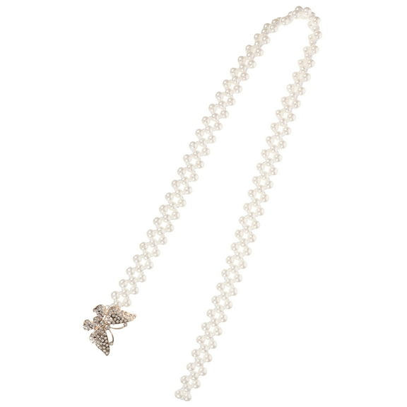 TABLZONE Women's Fashion Chain Belt White Bridal Waist Belt Adjustable for Wedding and Party Accessories 1 Set