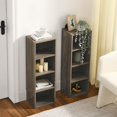 thumbnail image 2 of Slim Storage Cabinet with Adjustable Shelves, 8-Tier Media Tower Rack, Tall Narrow Bookcase Display Bookshelf, Multi-functional Double Decker Bookcase, 2 of 9