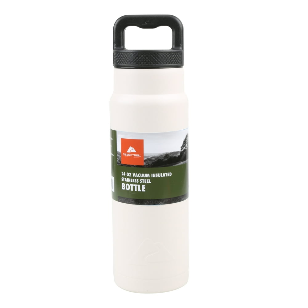 Ozark Trail Vacuumsealed Stainless Steel Water Bottle, White, 24 oz