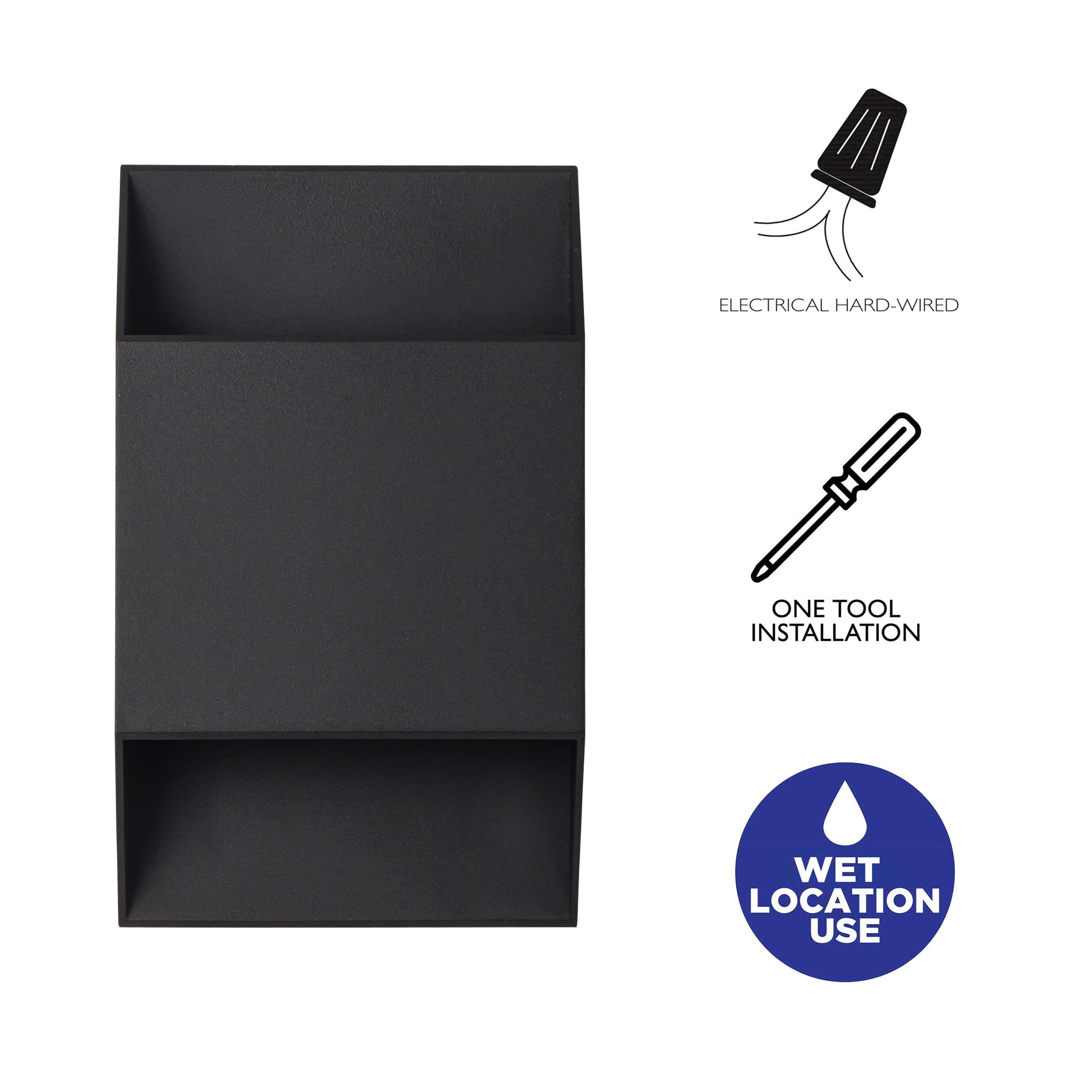 C Cattleya 2-Light Matte Black Aluminum LED Outdoor Wall Lights(2-Pack)