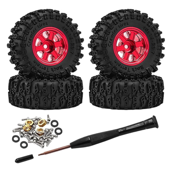 4 piezas 1/30 RC Car Wheels and Tires Accessories Robusto Coche RC de alto rendimiento Rojo