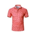 thumbnail image 1 of LilyLLL Mens Printed Short Sleeve Golf Shirt Pique Tipped T-shirt Tops, 1 of 5