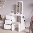 thumbnail image 3 of Ember Interiors Small Kids Vanity with LED Lights, Makeup Chair, Basic Knobs, White, 3 of 4