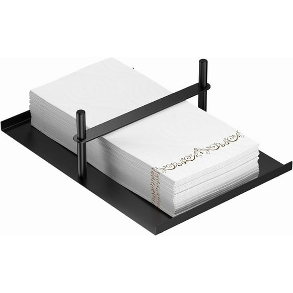 Napkin Holder for Table Kitchen, Modern Napkin Dispenser Guest Towel Holder Tray for Bathroom, Flat Rectangle Napkin Holder for Dining Paper Bills Office Restaurant Cafe Outdoor, Black
