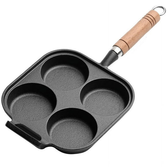 EGNMCR Iron 4-hole Pot, Home Hole Hamburger Mold, Household Non Stick Pot, Uncoated Dumpling Pot dumpling pot